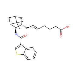 CC1(C)[C@H]2C[C@H](C/C=C/CCCC(=O)O)[C@@H](NC(=O)c3csc4ccccc34)[C@@H]1C2 ZINC000026496491