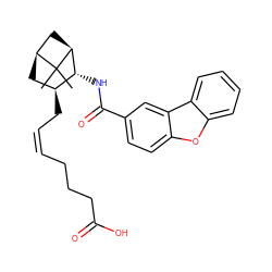 CC1(C)[C@H]2C[C@H](C/C=C\CCCC(=O)O)[C@@H](NC(=O)c3ccc4oc5ccccc5c4c3)[C@@H]1C2 ZINC000013766011