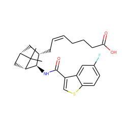 CC1(C)[C@H]2C[C@H](C/C=C\CCCC(=O)O)[C@@H](NC(=O)c3csc4ccc(F)cc34)[C@@H]1C2 ZINC000003960639