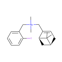 CC1(C)[C@H]2CC=C(C[N+](C)(C)Cc3ccccc3I)[C@@H]1C2 ZINC000095562525