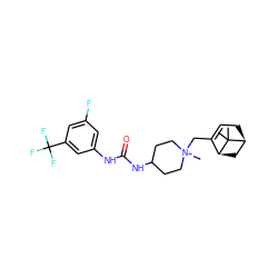 CC1(C)[C@H]2CC=C(C[N+]3(C)CCC(NC(=O)Nc4cc(F)cc(C(F)(F)F)c4)CC3)[C@@H]1C2 ZINC000028708725