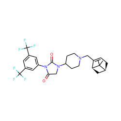 CC1(C)[C@H]2CC=C(CN3CCC(N4CC(=O)N(c5cc(C(F)(F)F)cc(C(F)(F)F)c5)C4=O)CC3)[C@@H]1C2 ZINC000028957084