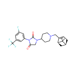 CC1(C)[C@H]2CC=C(CN3CCC(N4CC(=O)N(c5cc(F)cc(C(F)(F)F)c5)C4=O)CC3)[C@@H]1C2 ZINC000028957090