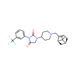 CC1(C)[C@H]2CC=C(CN3CCC(N4CC(=O)N(c5cccc(C(F)(F)F)c5)C4=O)CC3)[C@@H]1C2 ZINC000028957108