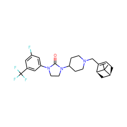 CC1(C)[C@H]2CC=C(CN3CCC(N4CCN(c5cc(F)cc(C(F)(F)F)c5)C4=O)CC3)[C@@H]1C2 ZINC000028957144