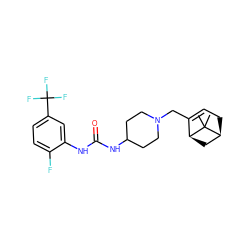 CC1(C)[C@H]2CC=C(CN3CCC(NC(=O)Nc4cc(C(F)(F)F)ccc4F)CC3)[C@@H]1C2 ZINC000028708712