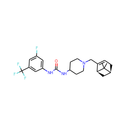 CC1(C)[C@H]2CC=C(CN3CCC(NC(=O)Nc4cc(F)cc(C(F)(F)F)c4)CC3)[C@@H]1C2 ZINC000028708714