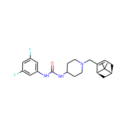 CC1(C)[C@H]2CC=C(CN3CCC(NC(=O)Nc4cc(F)cc(F)c4)CC3)[C@@H]1C2 ZINC000028708675