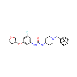 CC1(C)[C@H]2CC=C(CN3CCC(NC(=O)Nc4cc(F)cc(O[C@@H]5CCOC5)c4)CC3)[C@@H]1C2 ZINC000028708704