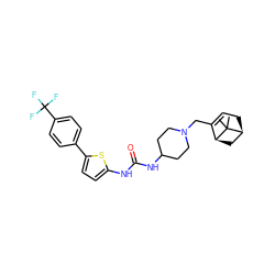 CC1(C)[C@H]2CC=C(CN3CCC(NC(=O)Nc4ccc(-c5ccc(C(F)(F)F)cc5)s4)CC3)[C@@H]1C2 ZINC000028708685