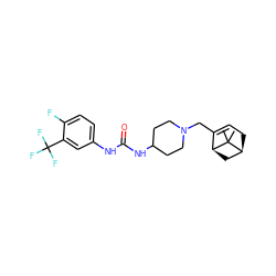 CC1(C)[C@H]2CC=C(CN3CCC(NC(=O)Nc4ccc(F)c(C(F)(F)F)c4)CC3)[C@@H]1C2 ZINC000028708716