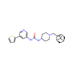 CC1(C)[C@H]2CC=C(CN3CCC(NC(=O)Nc4cncc(-c5cccs5)c4)CC3)[C@@H]1C2 ZINC000028708694