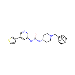 CC1(C)[C@H]2CC=C(CN3CCC(NC(=O)Nc4cncc(-c5ccsc5)c4)CC3)[C@@H]1C2 ZINC000028708696