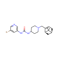 CC1(C)[C@H]2CC=C(CN3CCC(NC(=O)Nc4cncc(Br)c4)CC3)[C@@H]1C2 ZINC000028708692