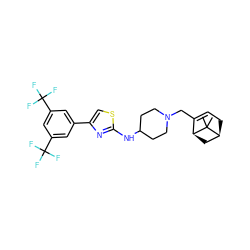 CC1(C)[C@H]2CC=C(CN3CCC(Nc4nc(-c5cc(C(F)(F)F)cc(C(F)(F)F)c5)cs4)CC3)[C@@H]1C2 ZINC000028957200