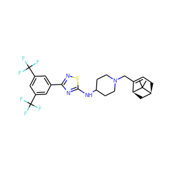 CC1(C)[C@H]2CC=C(CN3CCC(Nc4nc(-c5cc(C(F)(F)F)cc(C(F)(F)F)c5)ns4)CC3)[C@@H]1C2 ZINC000028957202