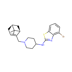 CC1(C)[C@H]2CC=C(CN3CCC(Nc4nc5c(Br)cccc5s4)CC3)[C@@H]1C2 ZINC000028957190