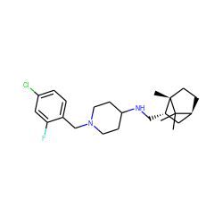 CC1(C)[C@H]2CC[C@@]1(C)[C@@H](CNC1CCN(Cc3ccc(Cl)cc3F)CC1)C2 ZINC000101631382