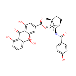 CC1(C)[C@H]2CC[C@@]1(C)[C@@H](OC(=O)c1cc(O)c(C(=O)c3c(O)cccc3C(=O)O)c(O)c1)[C@@H]2NC(=O)c1ccc(O)cc1 ZINC000100367700