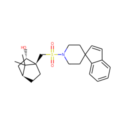 CC1(C)[C@H]2CC[C@@]1(CS(=O)(=O)N1CCC3(C=Cc4ccccc43)CC1)[C@@H](O)C2 ZINC000100043732