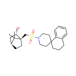 CC1(C)[C@H]2CC[C@@]1(CS(=O)(=O)N1CCC3(CCCc4ccccc43)CC1)[C@@H](O)C2 ZINC000100043694