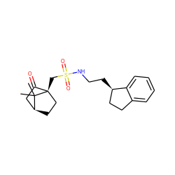 CC1(C)[C@H]2CC[C@@]1(CS(=O)(=O)NCC[C@@H]1CCc3ccccc31)C(=O)C2 ZINC000100640512