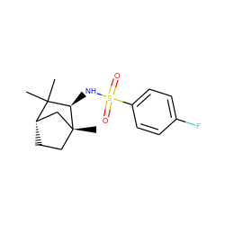 CC1(C)[C@H]2CC[C@](C)(C2)[C@@H]1NS(=O)(=O)c1ccc(F)cc1 ZINC000004343323