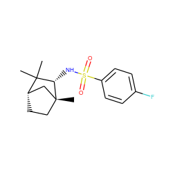 CC1(C)[C@H]2CC[C@](C)(C2)[C@H]1NS(=O)(=O)c1ccc(F)cc1 ZINC000004343325