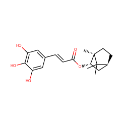 CC1(C)[C@H]2CC[C@]1(C)[C@@H](OC(=O)/C=C/c1cc(O)c(O)c(O)c1)C2 ZINC000029123827