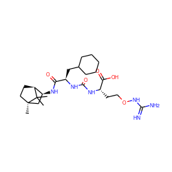 CC1(C)[C@H]2CC[C@]1(C)C[C@@H]2NC(=O)[C@@H](CC1CCCCC1)NC(=O)N[C@@H](CCONC(=N)N)C(=O)O ZINC000473113274