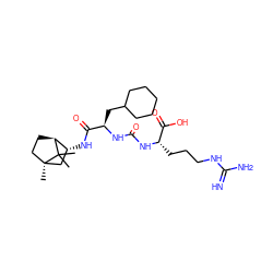 CC1(C)[C@H]2CC[C@]1(C)C[C@H]2NC(=O)[C@@H](CC1CCCCC1)NC(=O)N[C@@H](CCCNC(=N)N)C(=O)O ZINC000473112608