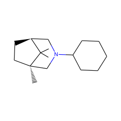 CC1(C)[C@H]2CC[C@]1(C)CN(C1CCCCC1)C2 ZINC000026392669