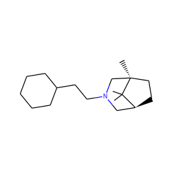 CC1(C)[C@H]2CC[C@]1(C)CN(CCC1CCCCC1)C2 ZINC000026385138