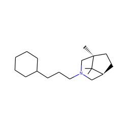 CC1(C)[C@H]2CC[C@]1(C)CN(CCCC1CCCCC1)C2 ZINC000026392672