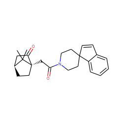 CC1(C)[C@H]2CC[C@]1(CC(=O)N1CCC3(C=Cc4ccccc43)CC1)C(=O)C2 ZINC000013728408