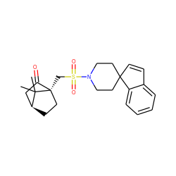 CC1(C)[C@H]2CC[C@]1(CS(=O)(=O)N1CCC3(C=Cc4ccccc43)CC1)C(=O)C2 ZINC000013728241