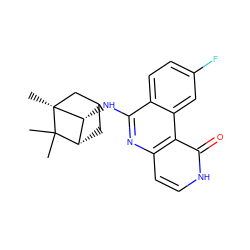 CC1(C)[C@H]2CCC[C@@]1(C)[C@@H]2Nc1nc2cc[nH]c(=O)c2c2cc(F)ccc12 ZINC000101378573