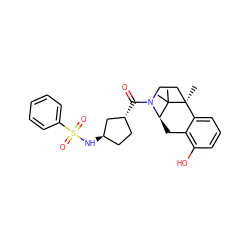 CC1(C)[C@H]2Cc3c(O)cccc3[C@]1(C)CCN2C(=O)[C@@H]1CC[C@@H](NS(=O)(=O)c2ccccc2)C1 ZINC000068152699