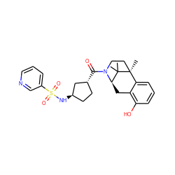 CC1(C)[C@H]2Cc3c(O)cccc3[C@]1(C)CCN2C(=O)[C@@H]1CC[C@@H](NS(=O)(=O)c2cccnc2)C1 ZINC000197895902