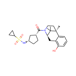 CC1(C)[C@H]2Cc3c(O)cccc3[C@]1(C)CCN2C(=O)[C@@H]1CC[C@H](NS(=O)(=O)C2CC2)C1 ZINC000142583021