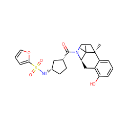 CC1(C)[C@H]2Cc3c(O)cccc3[C@]1(C)CCN2C(=O)[C@@H]1CC[C@H](NS(=O)(=O)c2ccco2)C1 ZINC000205483352