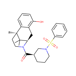 CC1(C)[C@H]2Cc3c(O)cccc3[C@]1(C)CCN2C(=O)[C@@H]1CCCN(S(=O)(=O)c2ccccc2)C1 ZINC000201108539