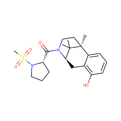 CC1(C)[C@H]2Cc3c(O)cccc3[C@]1(C)CCN2C(=O)[C@@H]1CCCN1S(C)(=O)=O ZINC000205474259