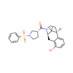 CC1(C)[C@H]2Cc3c(O)cccc3[C@]1(C)CCN2C(=O)[C@@H]1CCN(S(=O)(=O)c2ccccc2)C1 ZINC000197895882