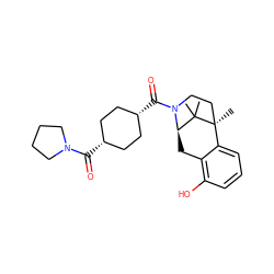 CC1(C)[C@H]2Cc3c(O)cccc3[C@]1(C)CCN2C(=O)[C@H]1CC[C@@H](C(=O)N2CCCC2)CC1 ZINC000473244440