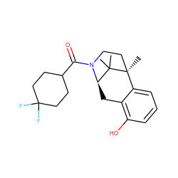 CC1(C)[C@H]2Cc3c(O)cccc3[C@]1(C)CCN2C(=O)C1CCC(F)(F)CC1 ZINC000201107668