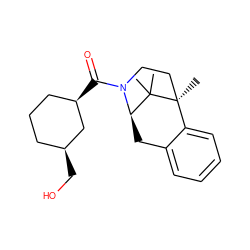 CC1(C)[C@H]2Cc3ccccc3[C@]1(C)CCN2C(=O)[C@@H]1CCC[C@H](CO)C1 ZINC000115792223