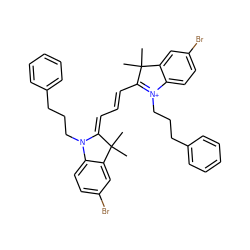 CC1(C)C(/C=C/C=C2/N(CCCc3ccccc3)c3ccc(Br)cc3C2(C)C)=[N+](CCCc2ccccc2)c2ccc(Br)cc21 ZINC000299844528