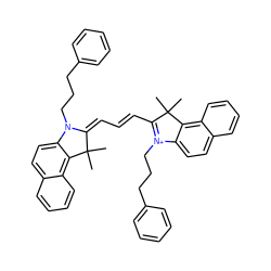 CC1(C)C(/C=C/C=C2/N(CCCc3ccccc3)c3ccc4ccccc4c3C2(C)C)=[N+](CCCc2ccccc2)c2ccc3ccccc3c21 ZINC000084668724