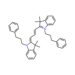 CC1(C)C(/C=C/C=C2/N(CCCc3ccccc3)c3ccccc3C2(C)C)=[N+](CCCc2ccccc2)c2ccccc21 ZINC000084742007